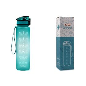 1L Tritan Water Bottle With Time Marker Bounce Cover Motivational Water Bottle Cycling Leakproof Cup For Sports Fitness Bottles (Option: Green gradient with box-1L)
